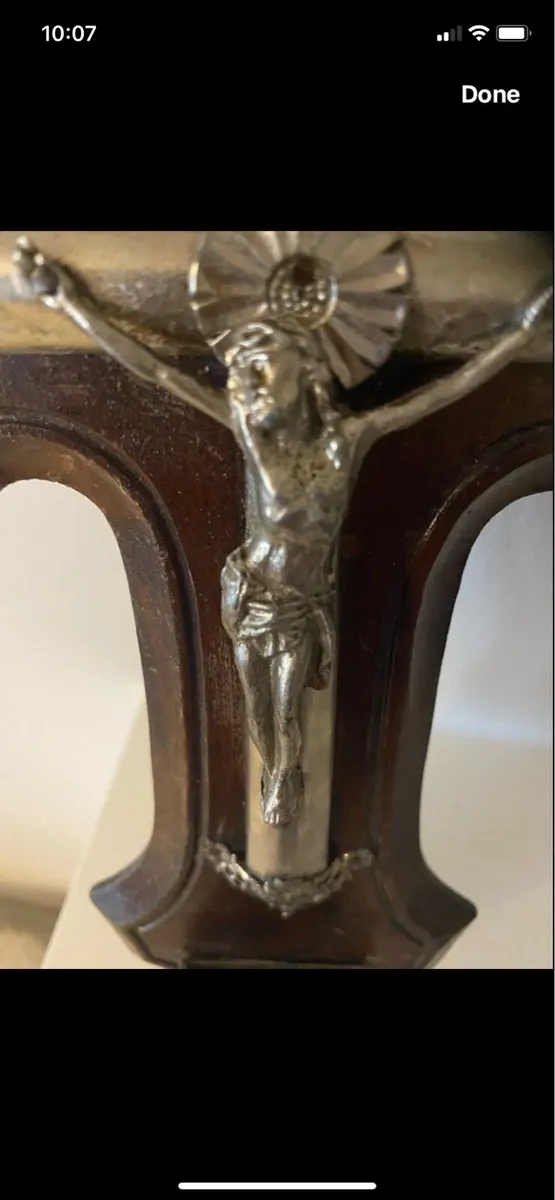 Vintage Timber & Metal Crucifix - Image 2