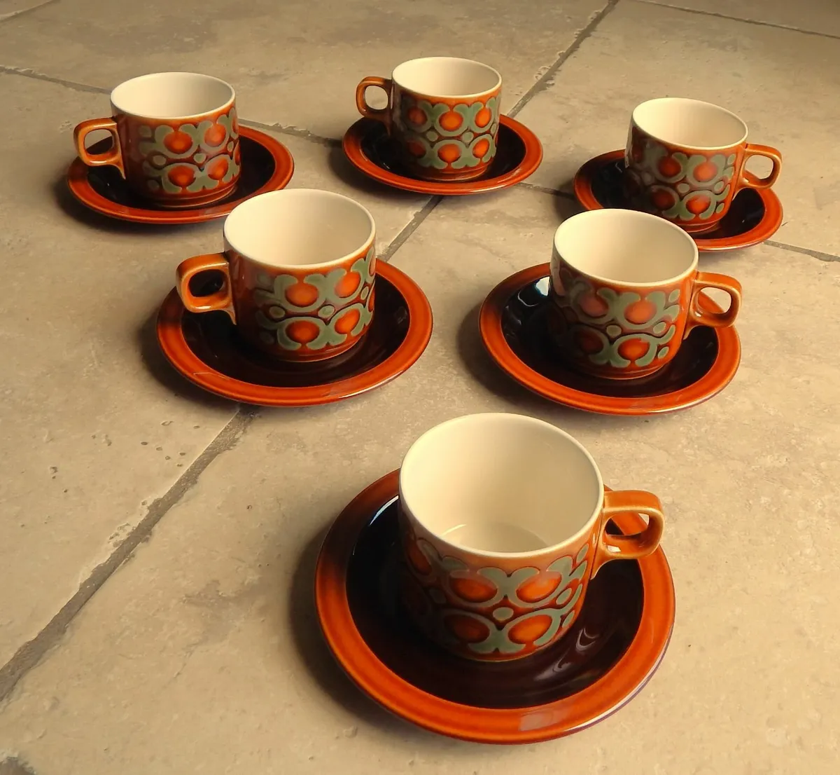 Hornsea Pottery Vintage ‘Bronte’ Cups & Saucers - Image 2