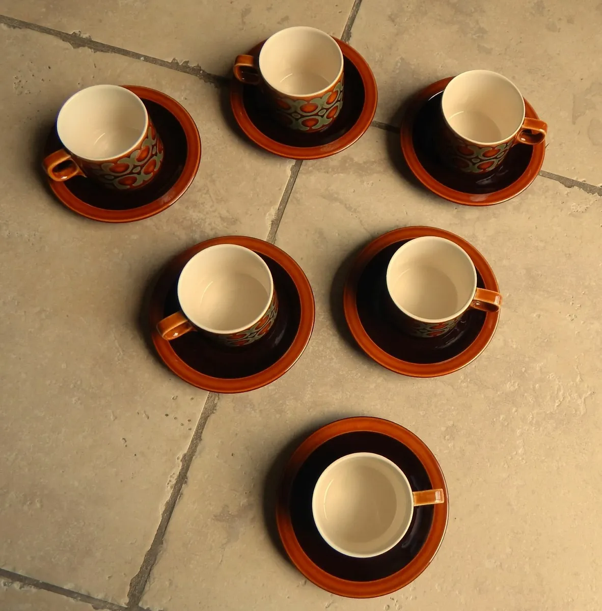 Hornsea Pottery Vintage ‘Bronte’ Cups & Saucers - Image 3
