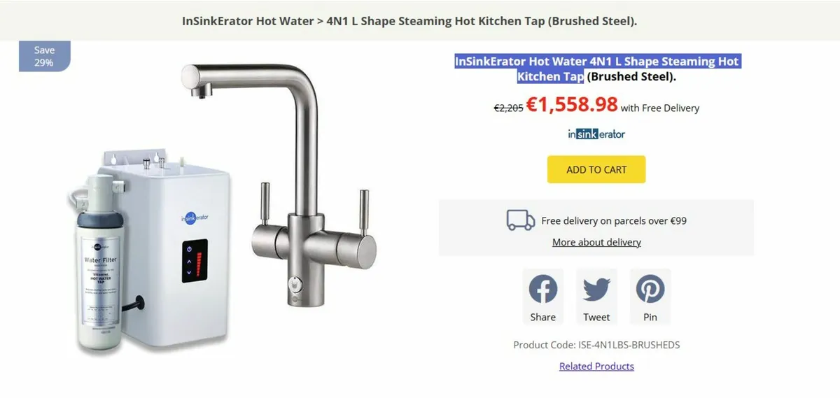 InSinkErator Hot Water 4N1 L tap new with warranty - Image 1