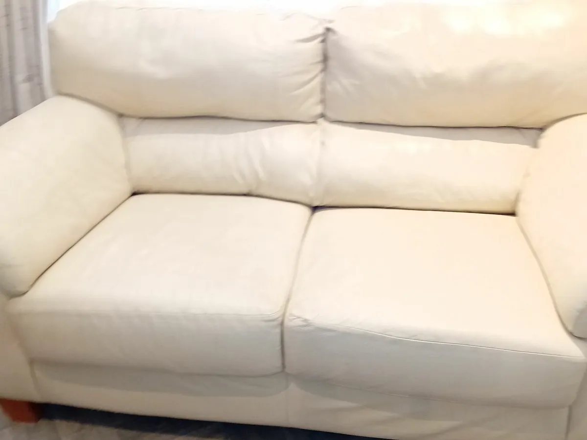 Cream Leather Couch - Image 4