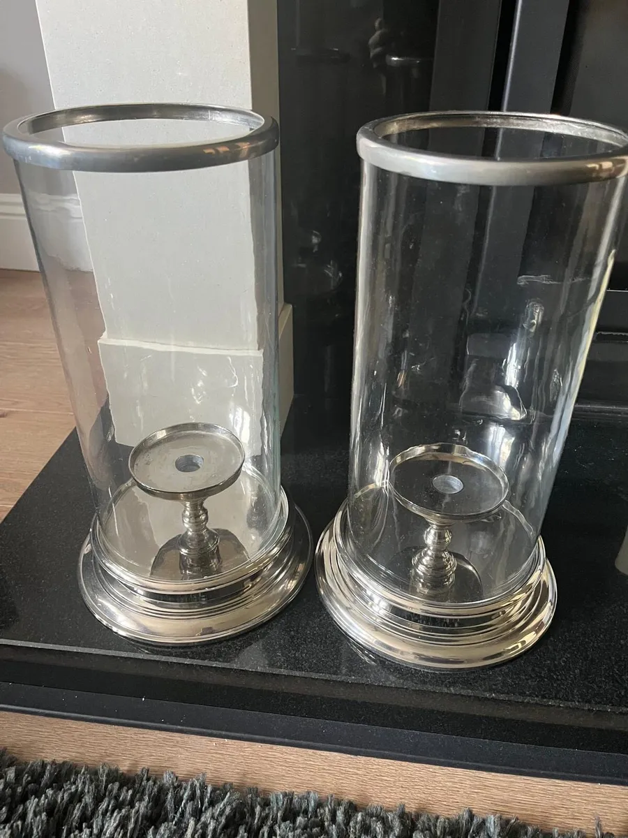 Large Indoor Silver Hurricane Lanterns - Image 3