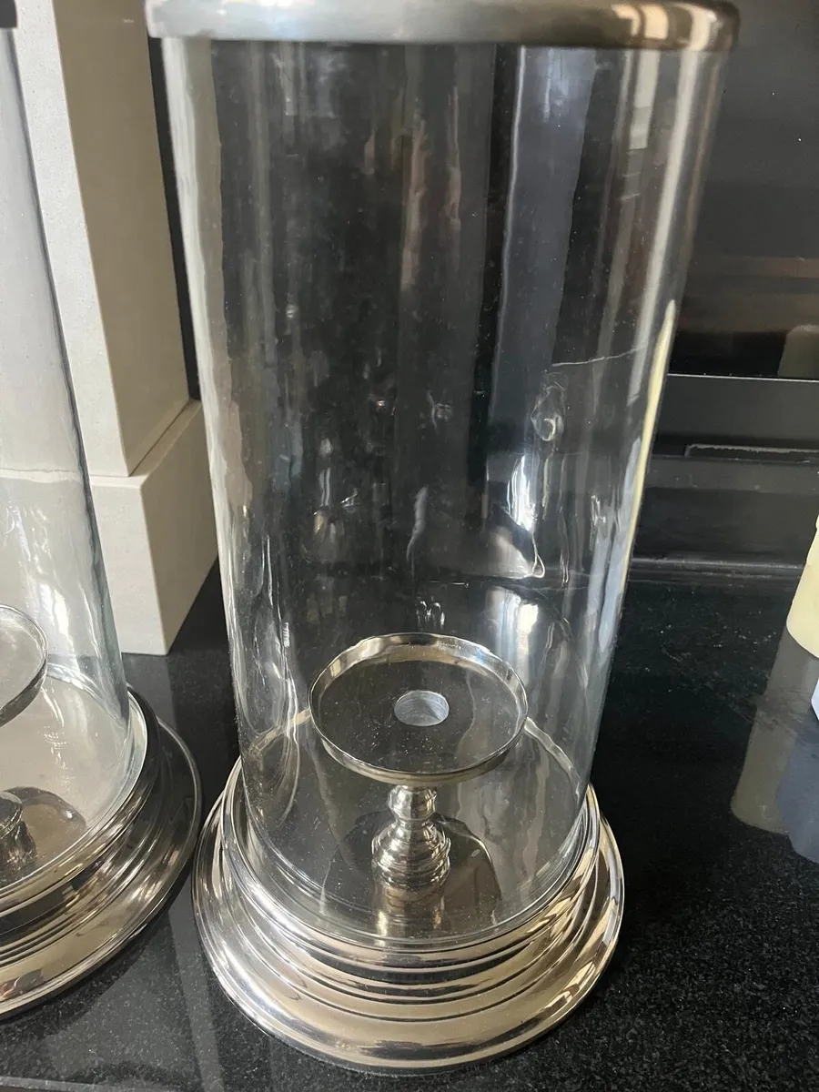 Large Indoor Silver Hurricane Lanterns - Image 4