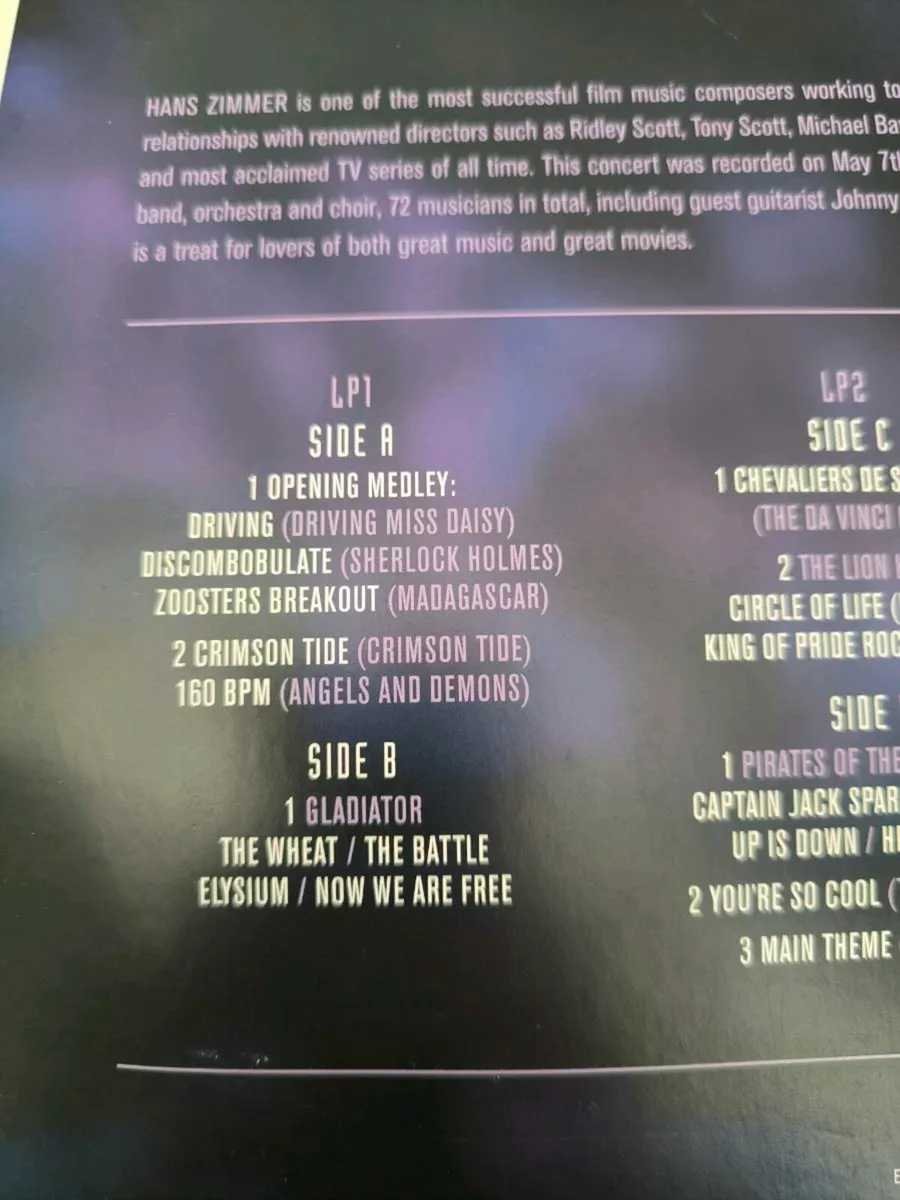 Hans Zimmer live in Prague 4 vinyl records purple - Image 3