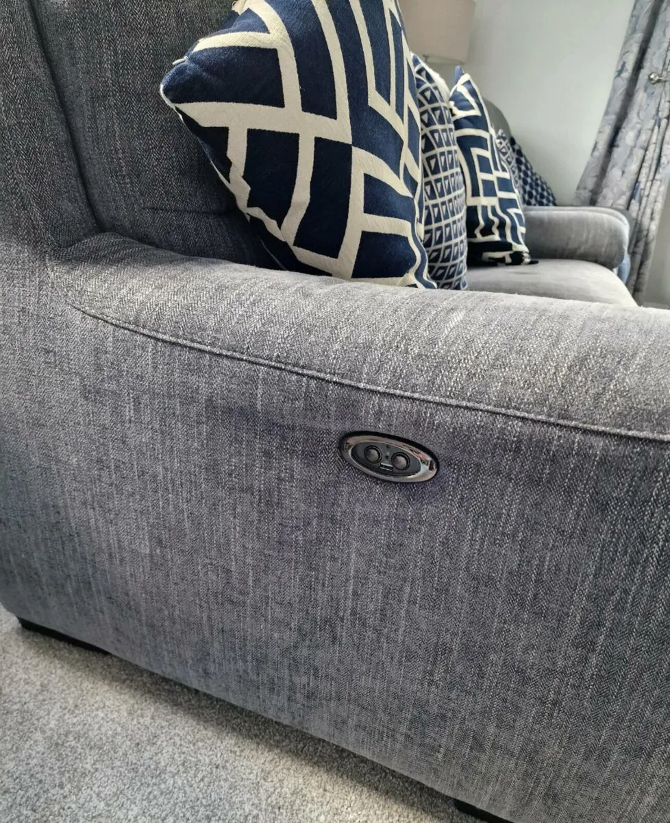 3 Piece Navy Recliner Couch - Image 2