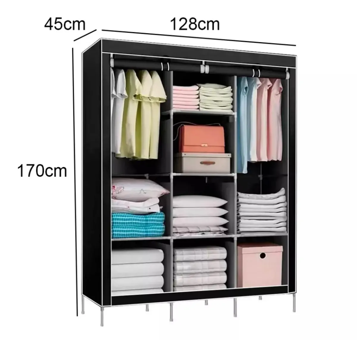 Canvas Covered Wardrobe Metal Frame Storage NEW - Image 4
