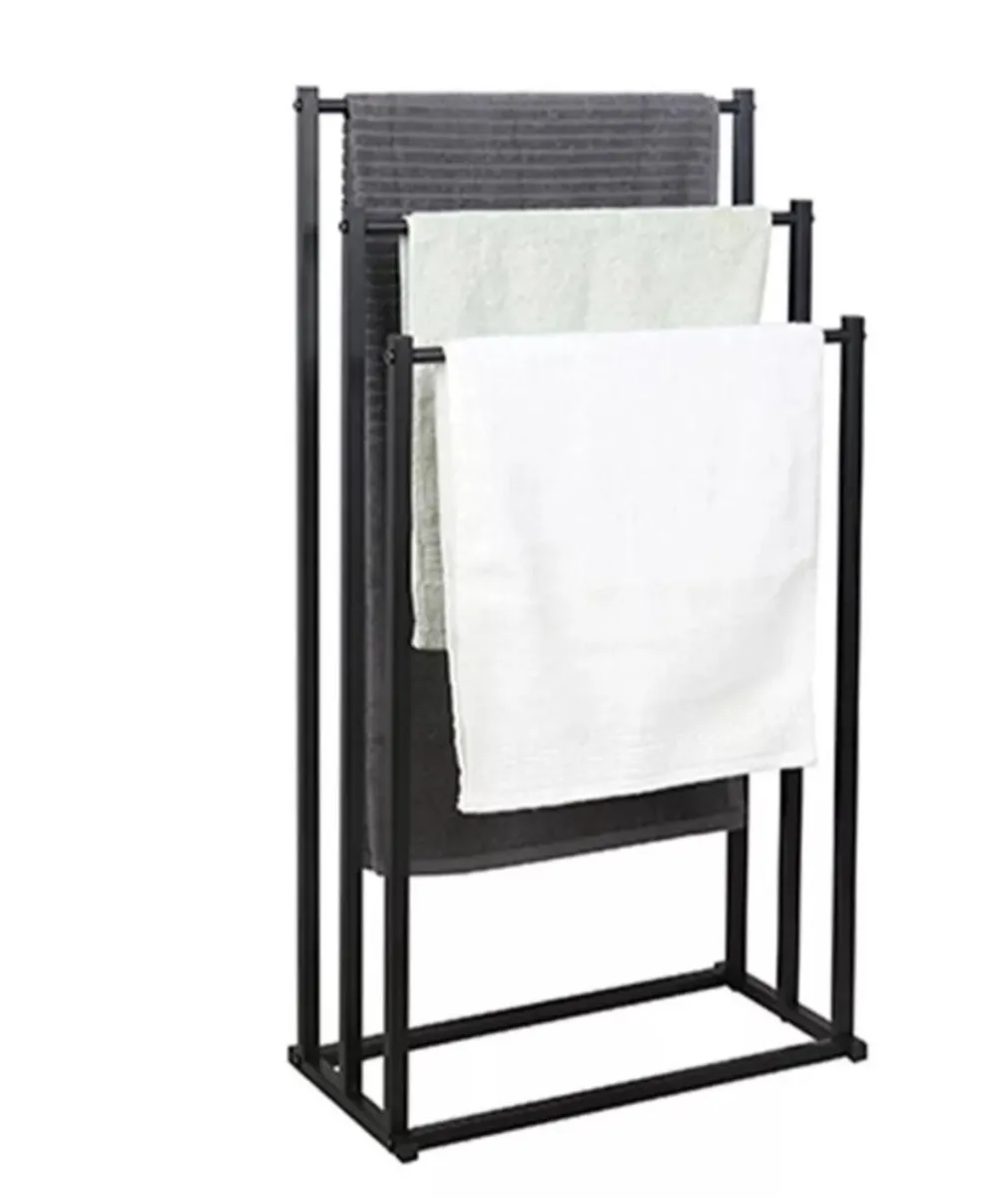 Black or White 3 Tier Free Standing Towel Rail - Image 4