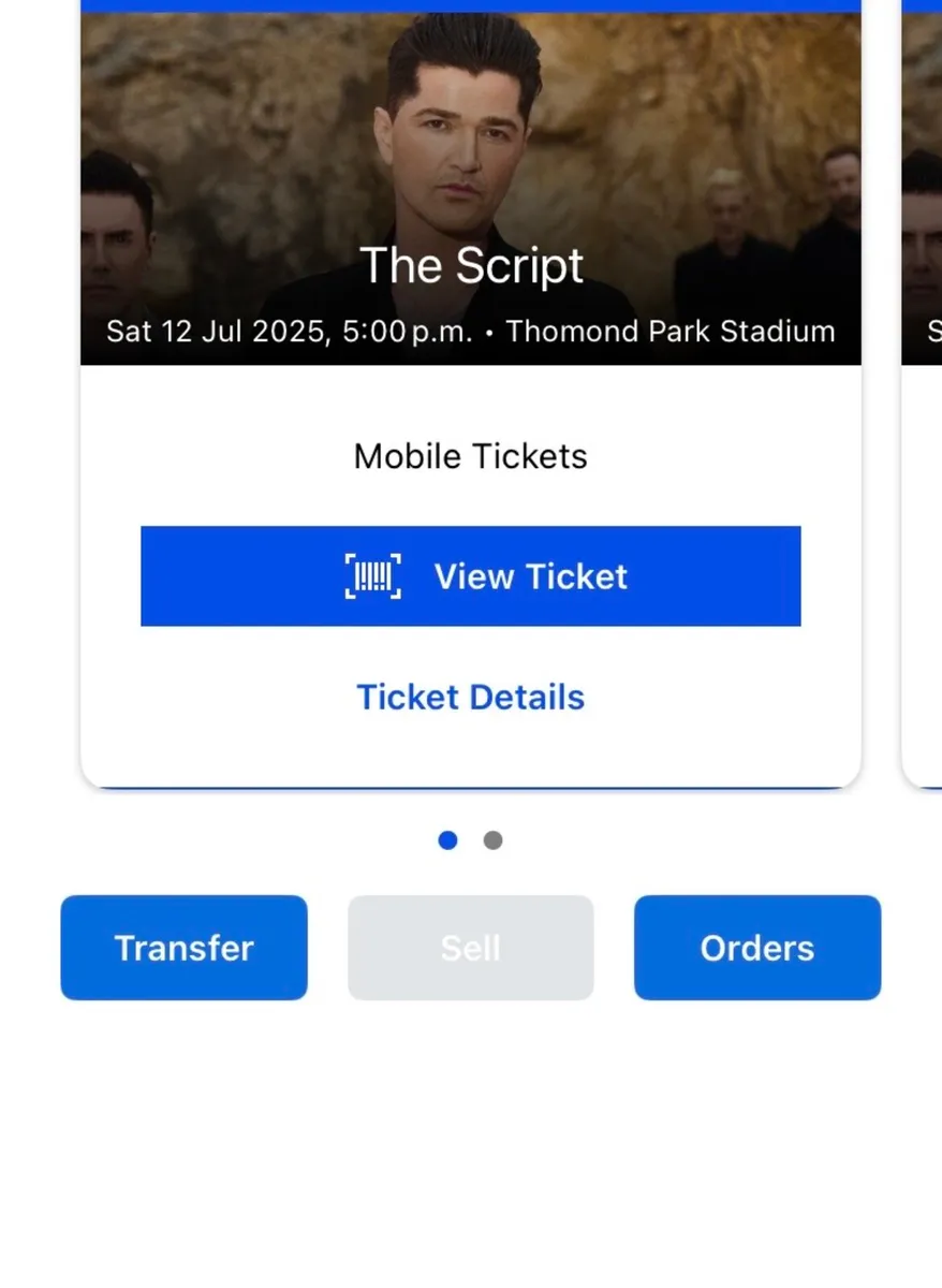 The Script 12th July GA standing x2 tickets