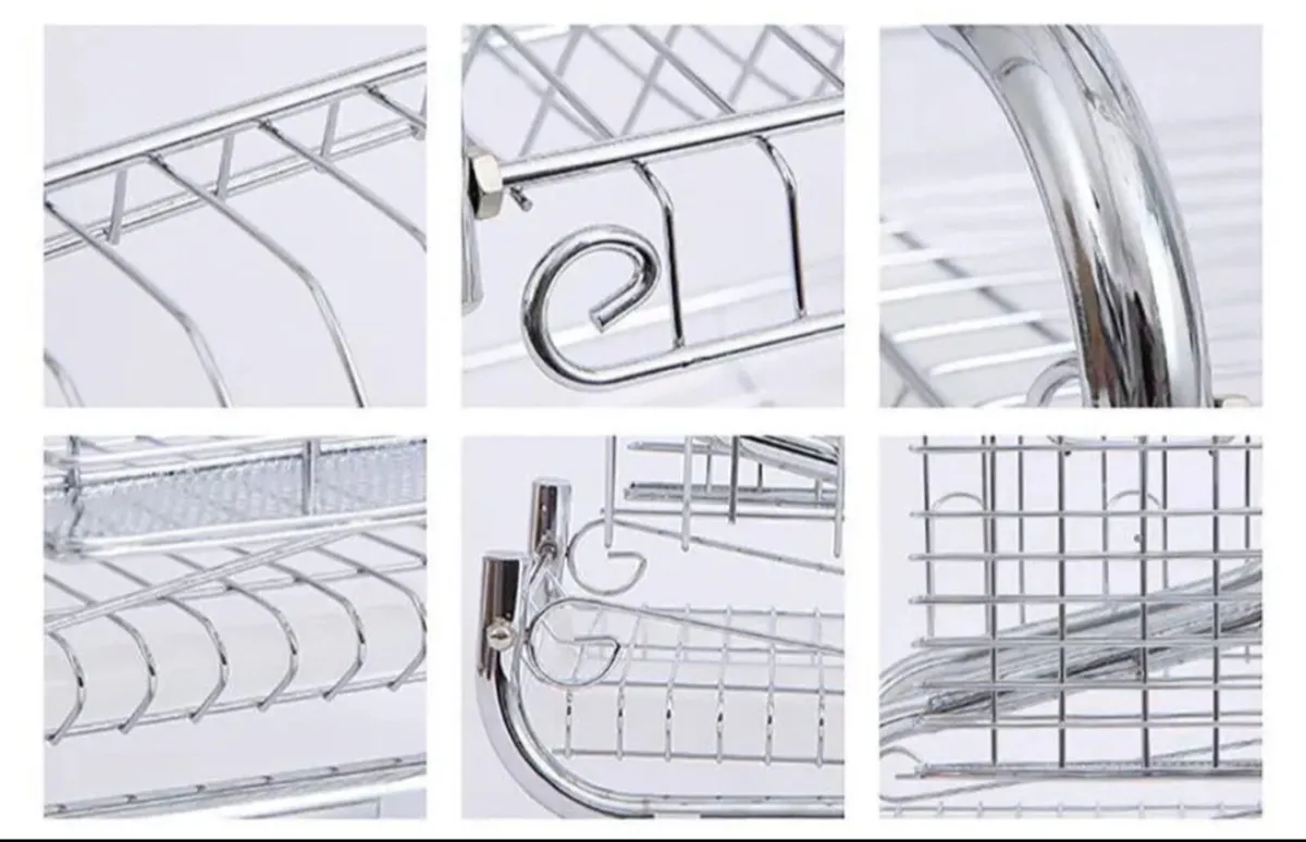 2 Tier Dish Drainer Rack Holder With Drip Tray NEW - Image 3