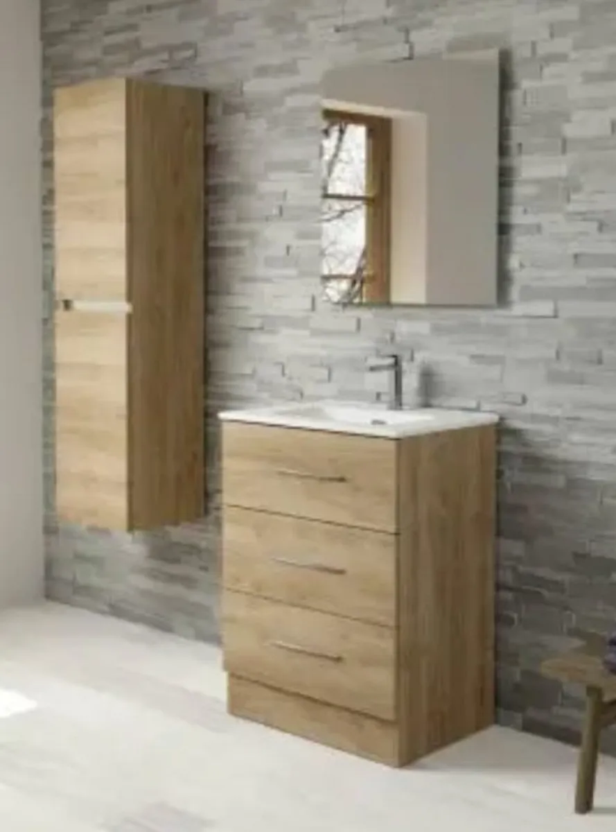 3 Drawer Floor  605 mm Standing Vanity and Basin - Image 1