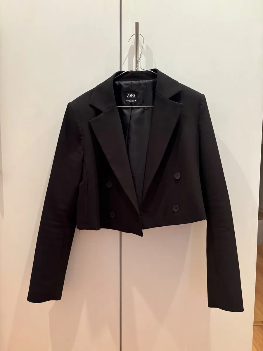 Zara double breasted jacket - cropped - black - Image 1