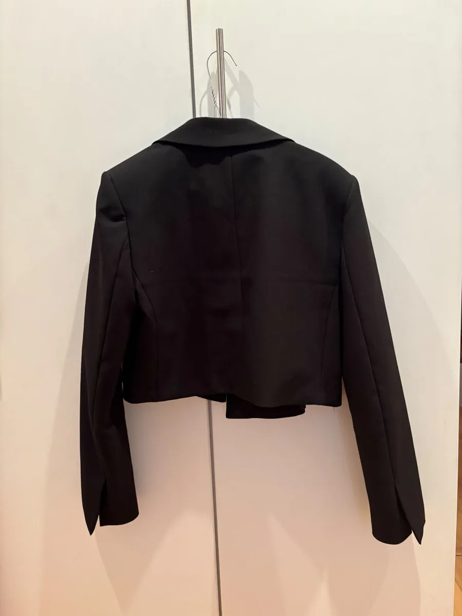 Zara double breasted jacket - cropped - black - Image 2