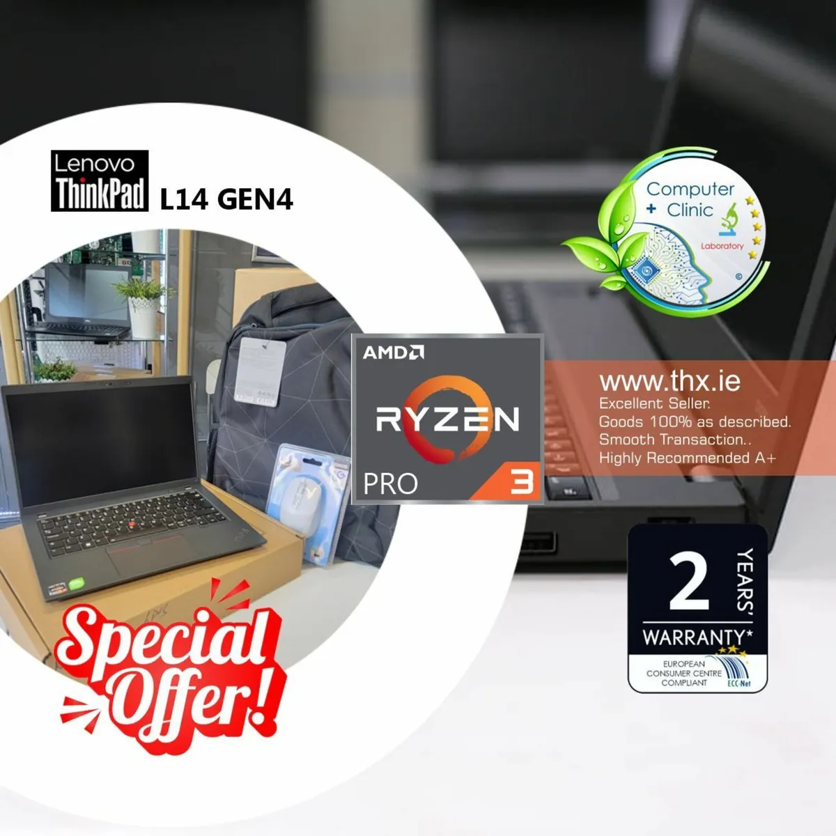 ThinkPad L14 GEN4 | AS NEW| RYZEN3PRO|32RAM|256SSD - Image 1