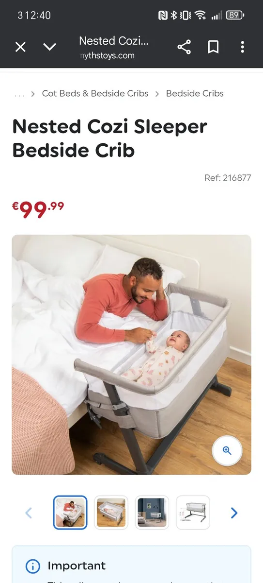 Nested Cozi Sleeper Bedside Crib - Image 3