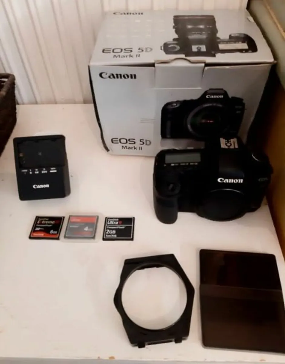 Canon Eos 5D Mark II + camera bag + SD cards - Image 1