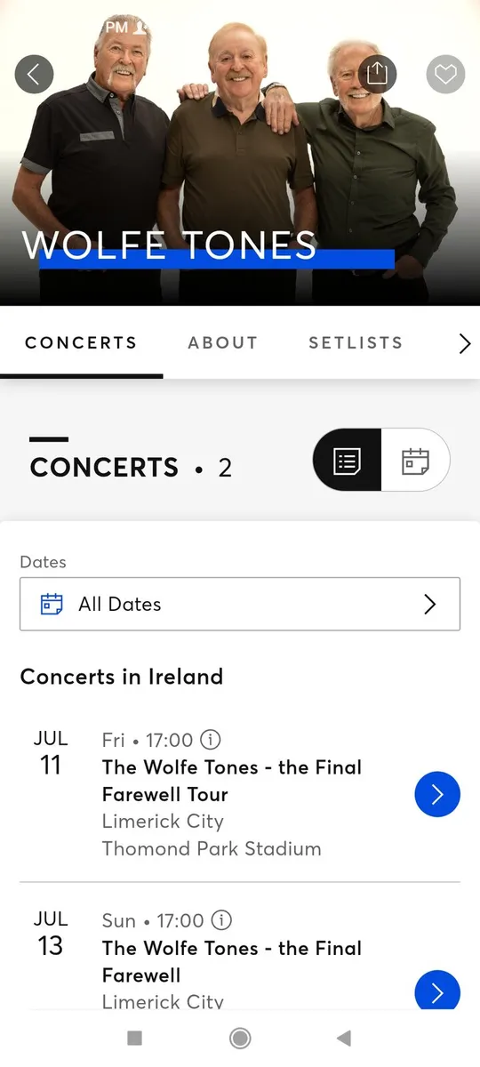Wolfe Tones Tickets