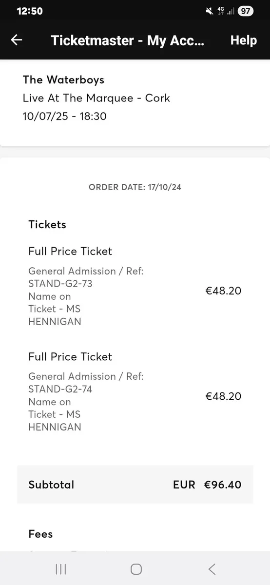 2 Tickets to Waterboys Marquee Cork