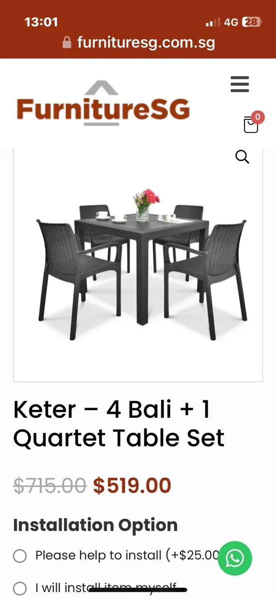 Keter Table and 6 chairs. As new!! Only €90 - Image 1