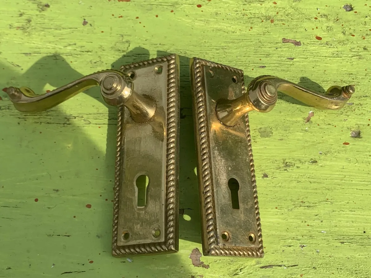 Polished Brass Door Handles 8 pairs - Image 1