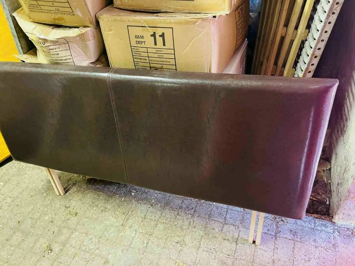 Brown Leather Double Bed Headboard - Image 3