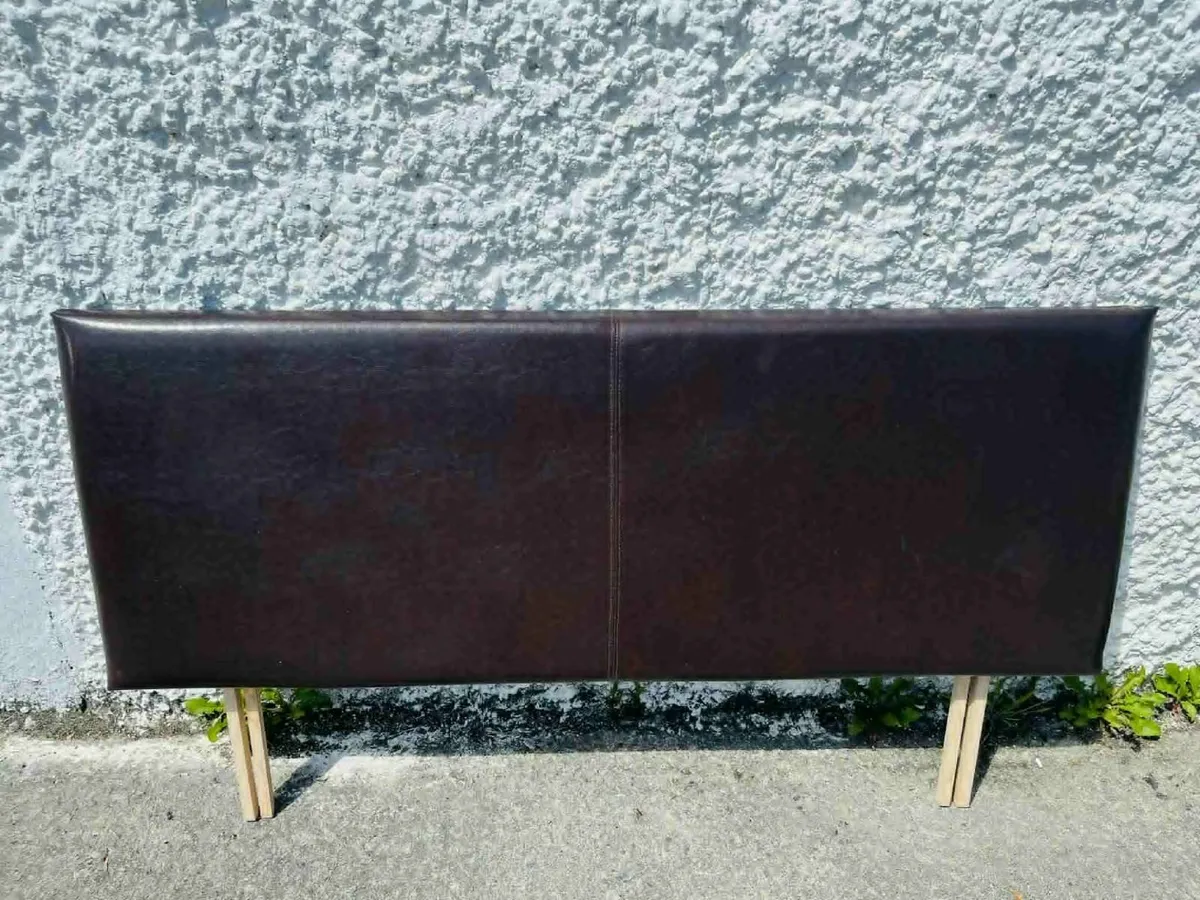 Brown Leather Double Bed Headboard - Image 1