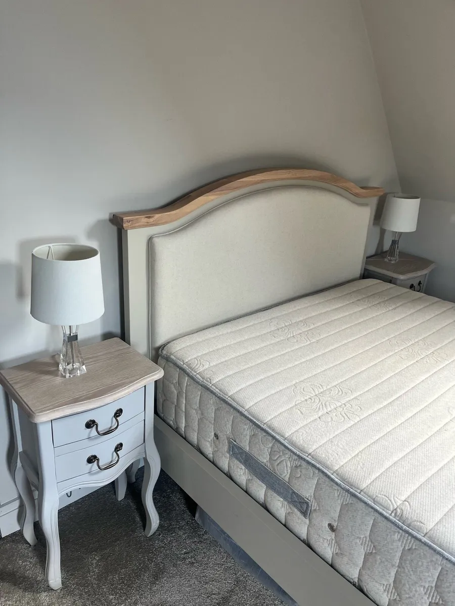 Double Bed Frame, mattress with matching lockers - Image 1