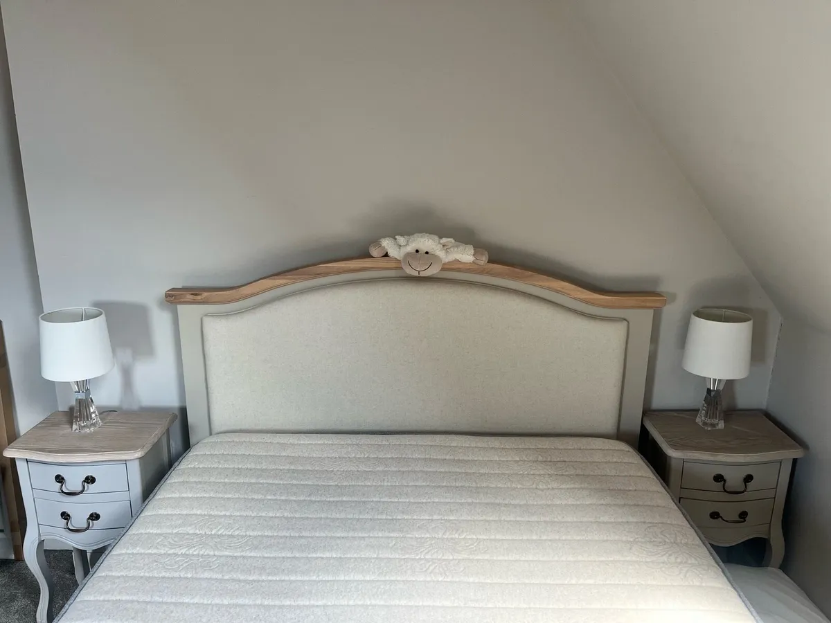 Double Bed Frame, mattress with matching lockers - Image 2