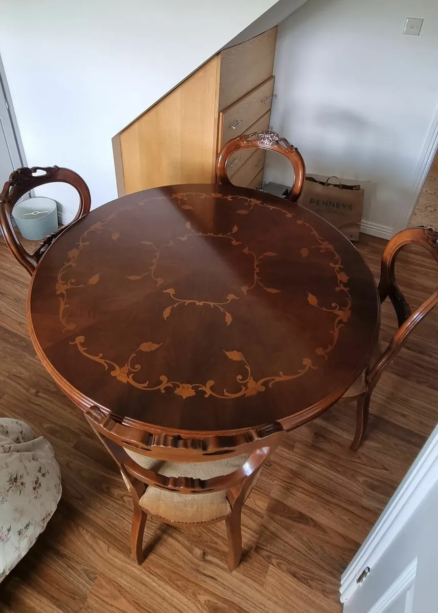Antique rosewood dining table and chairs - Image 2