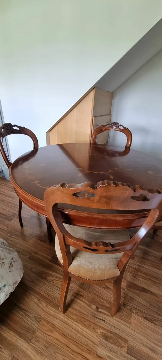 Antique rosewood dining table and chairs - Image 4