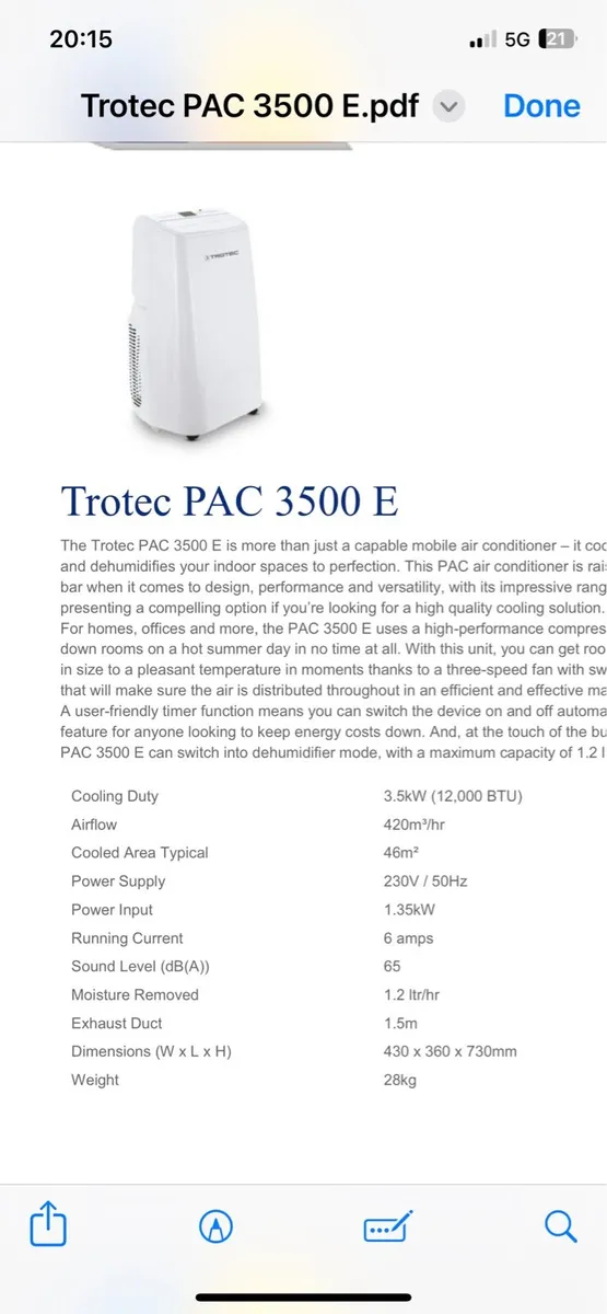Portable Air Conditioner Trotec PAC 3500 - Image 3
