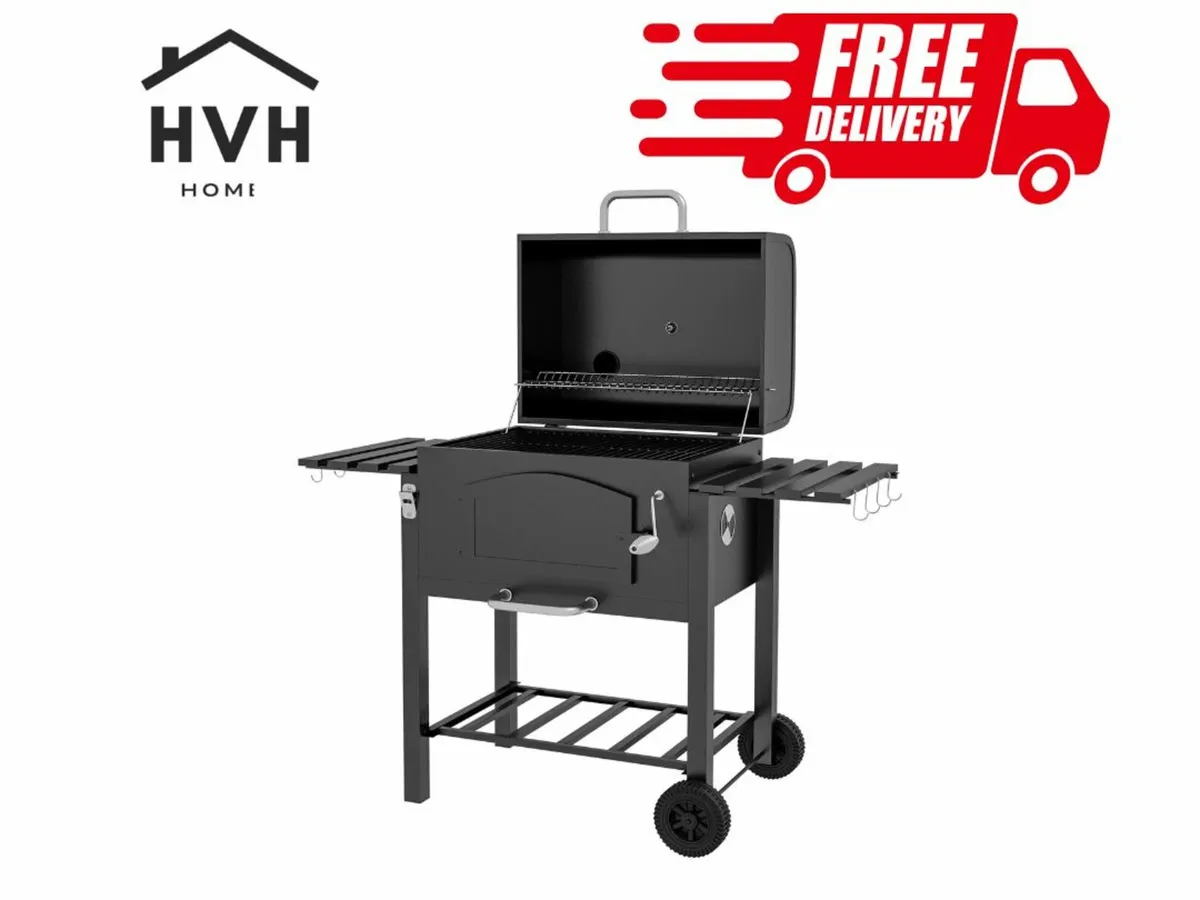 Charcoal Barbecue Grill Trolley Garden Smoker - Image 1