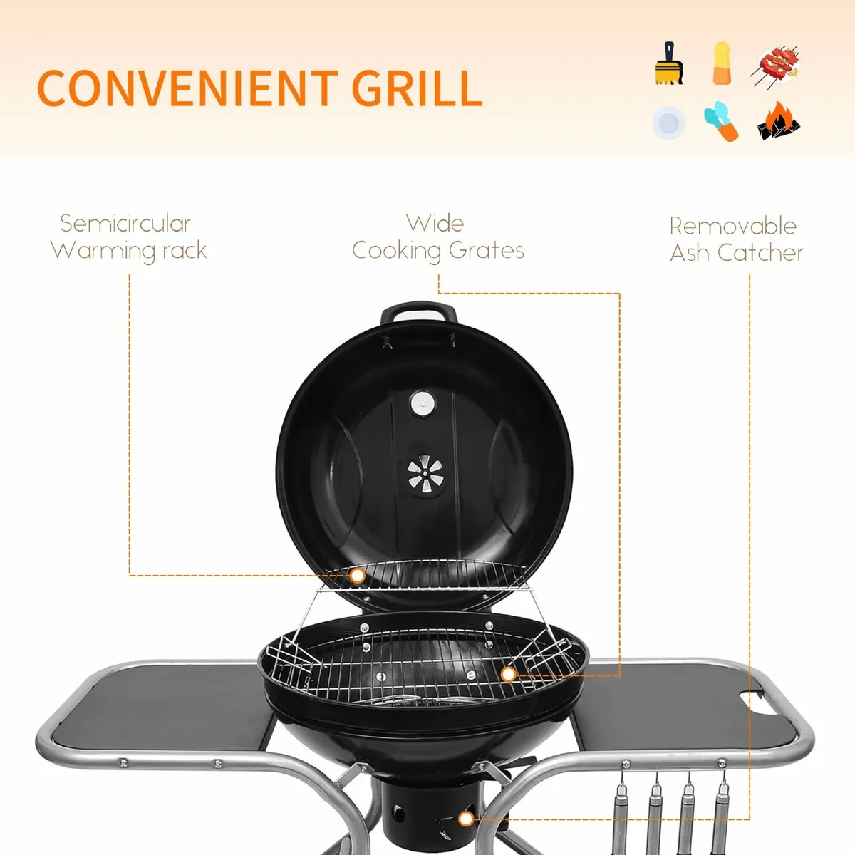 Portable Charcoal Kettle Grill Outdoor Barbecue - Image 4