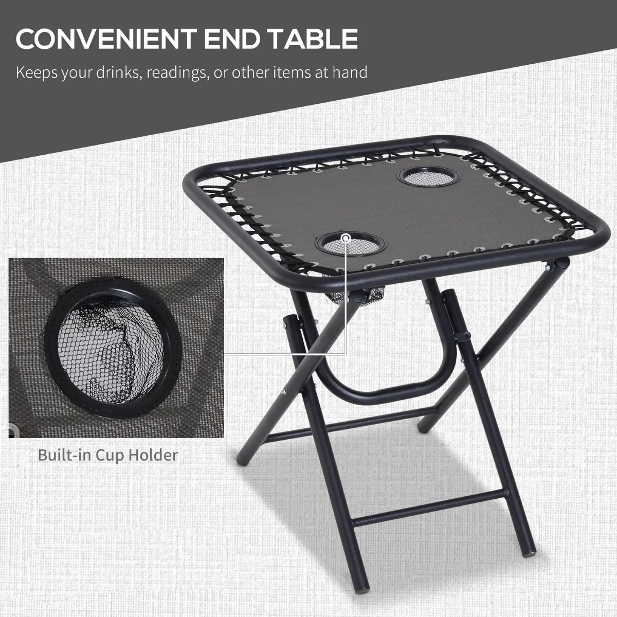 3pcs Sun Lounger Chairs with Table, Folding - Image 3