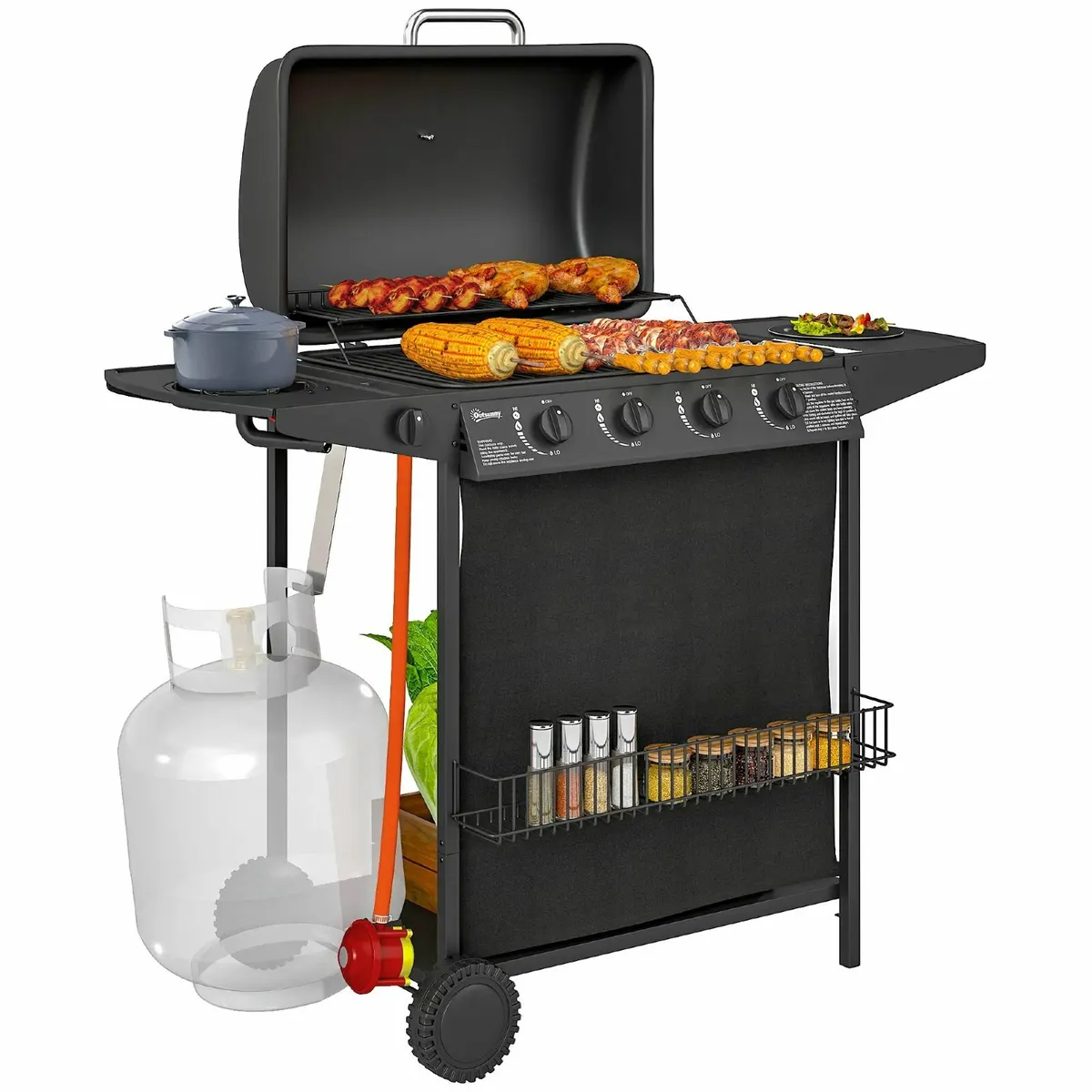 4+1 Burner Gas BBQ Grill, Portable Gas Barbecue - Image 1