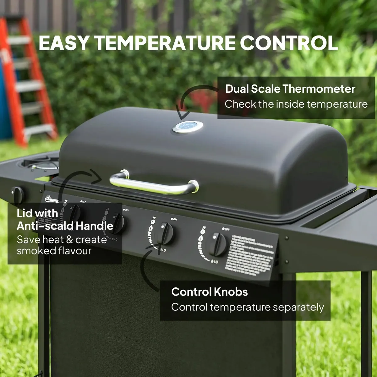 4+1 Burner Gas BBQ Grill, Portable Gas Barbecue - Image 4