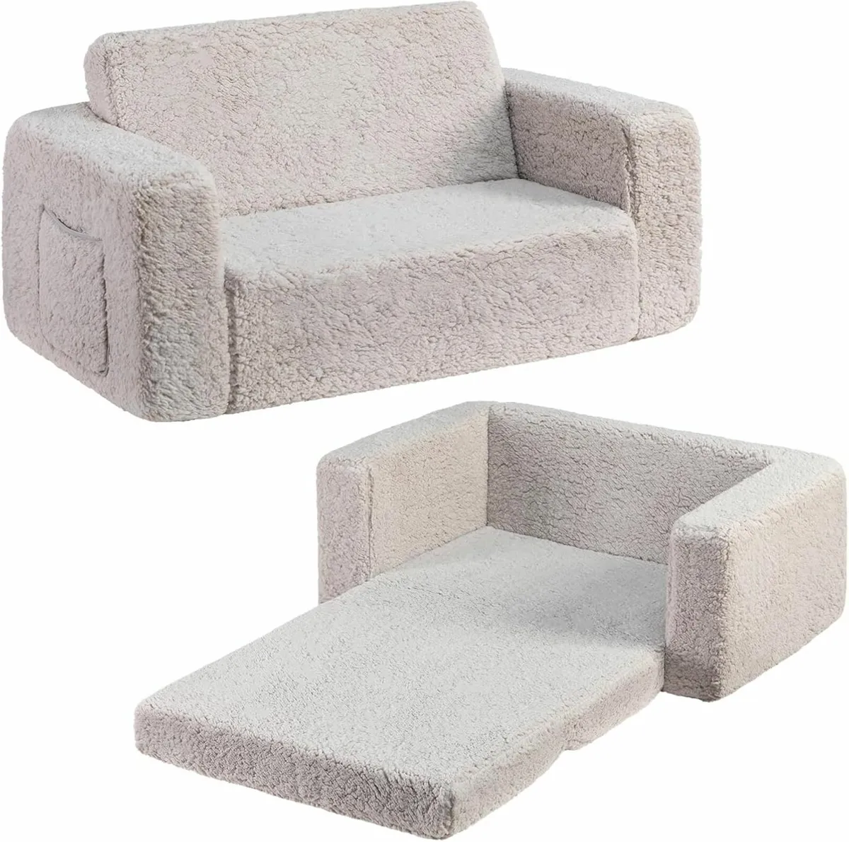 Kids Sofa Bed, Extra Wide 2-in-1 Toddler Soft - Image 2