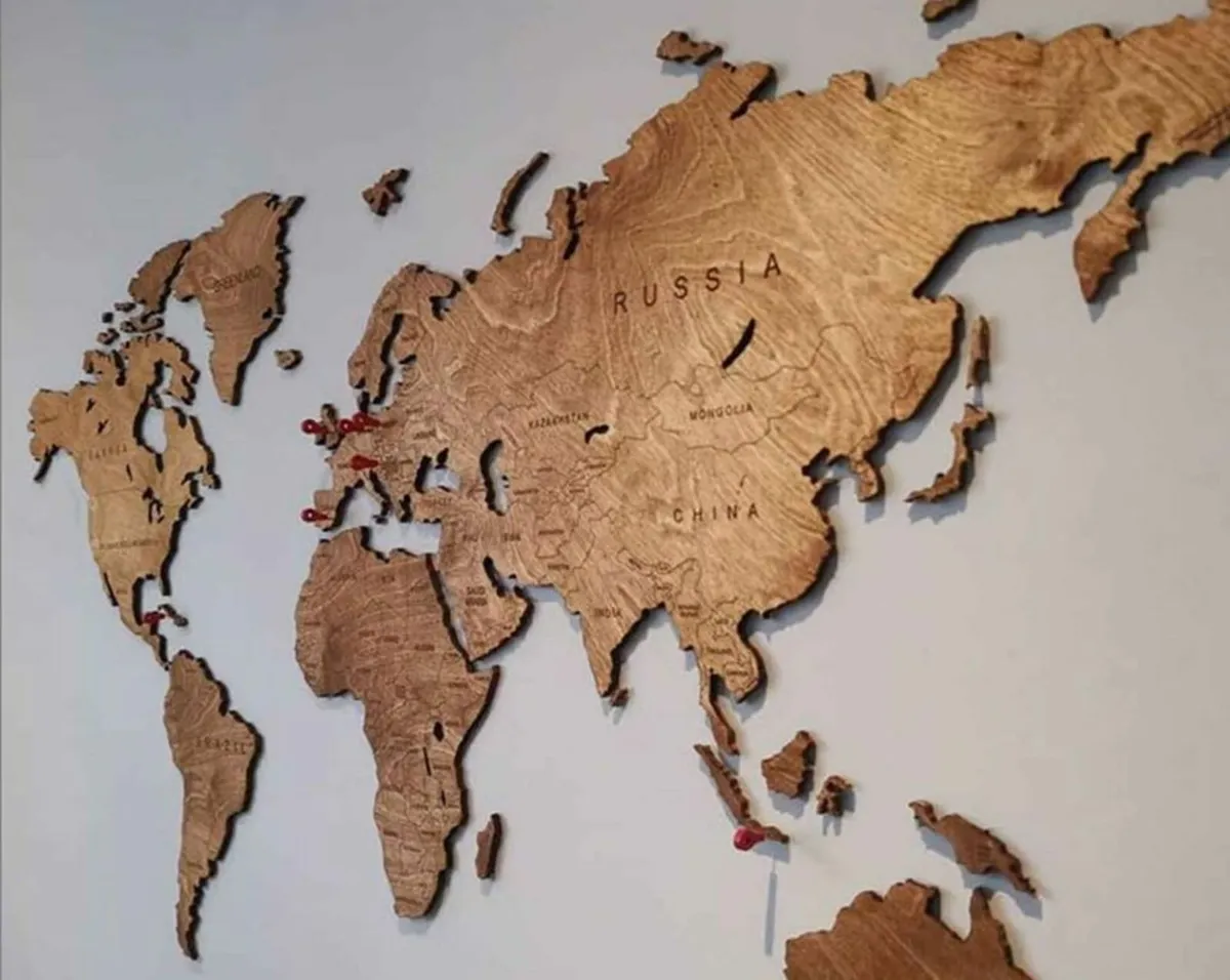 Wooden Map Wall Decoration Decor - Image 1