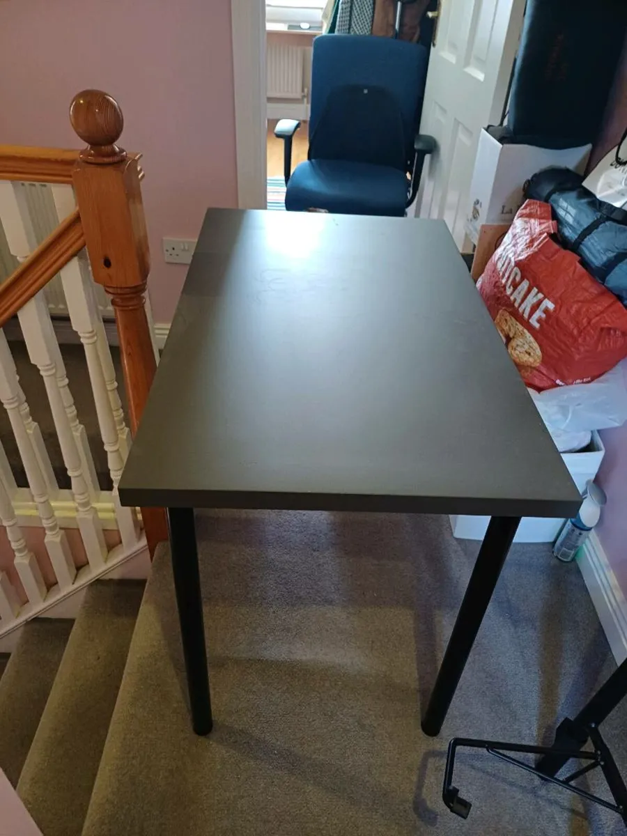 IKEA LINNMON/ADILS Desk + Blue Mesh Office Chair - Image 2