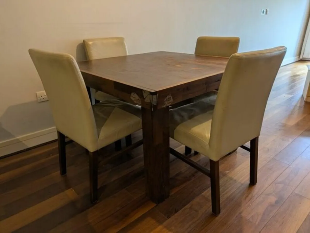 4 dining chairs, walnut upholstered