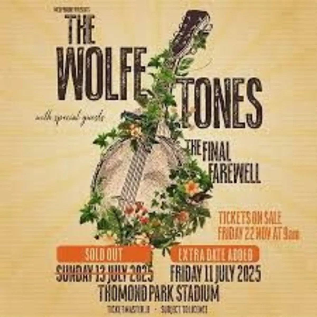 Wolfe Tones -  2 Seated for Sun night (13th July)