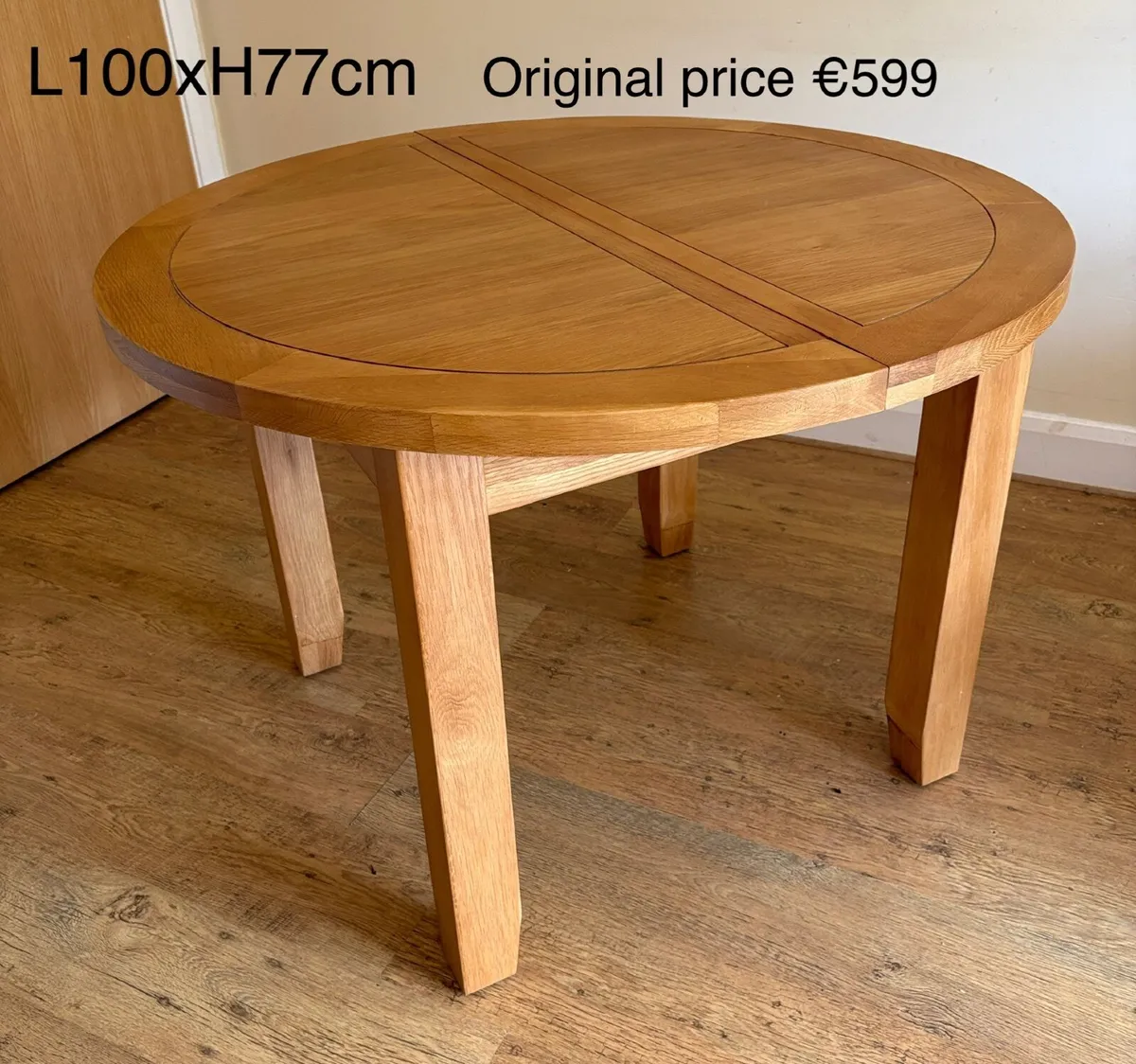 Solid Oak Extendable Round Table - Image 1