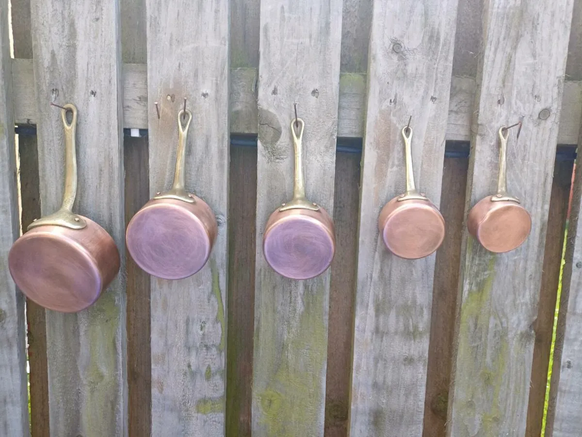 Vintage French Copper Saucepans - Image 1