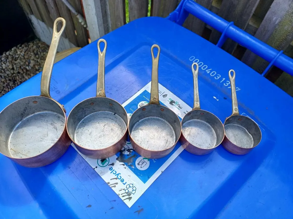 Vintage French Copper Saucepans - Image 4