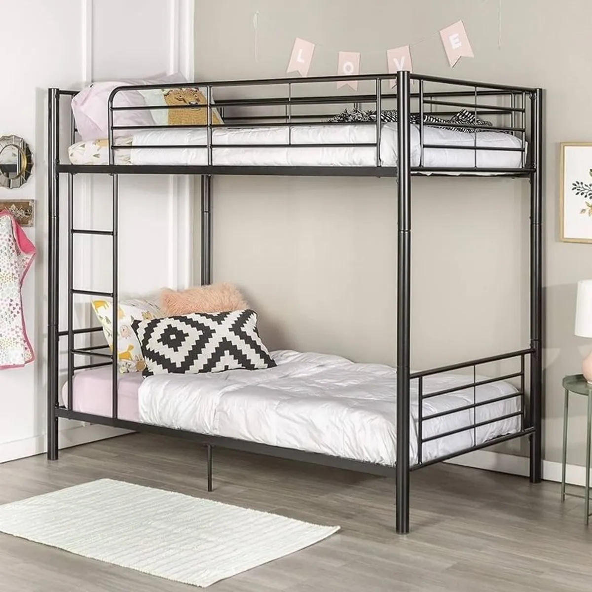 Metal Single Bunk Bed Frame- Black - Free Delivery - Image 1