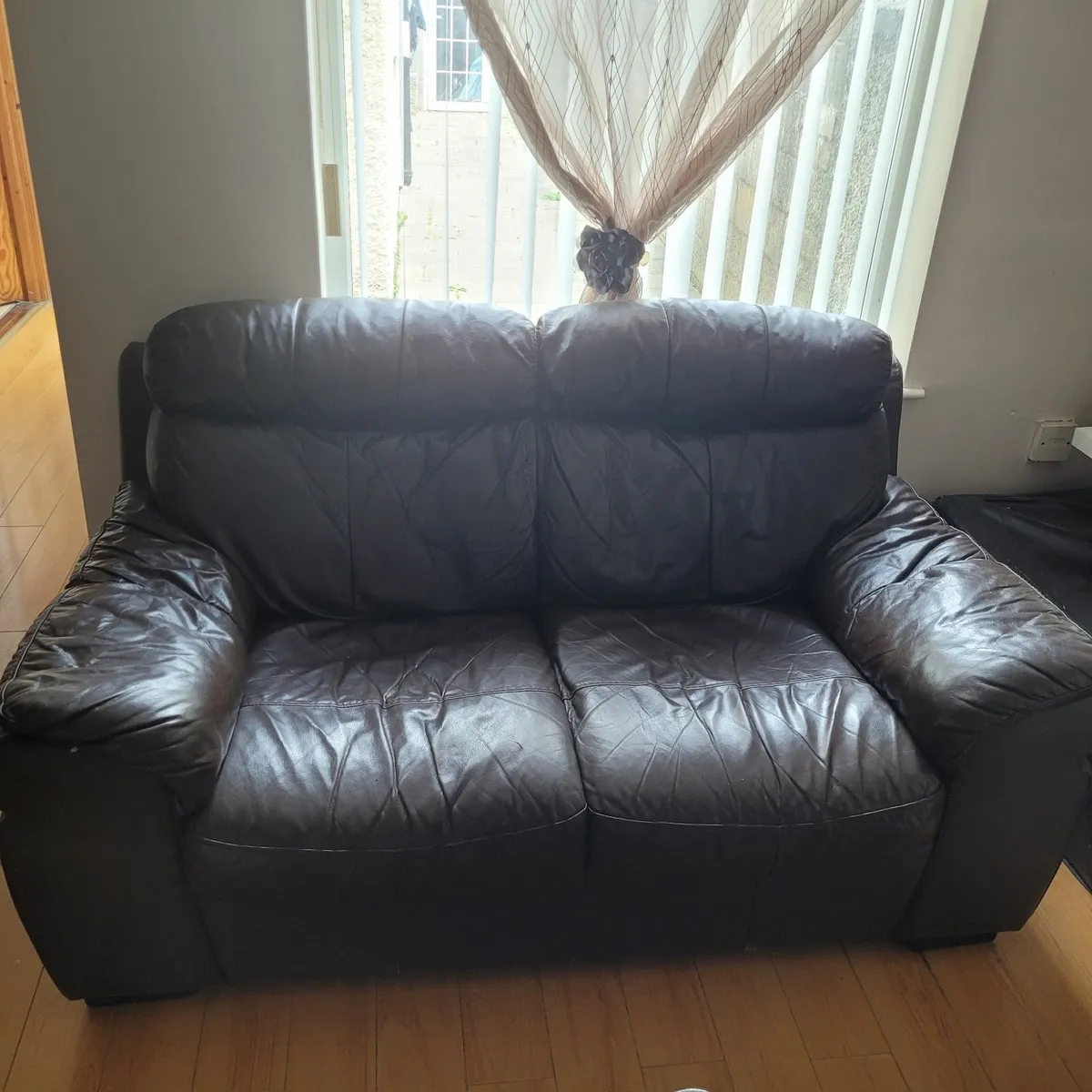Brown Italian leather sofa - Image 2