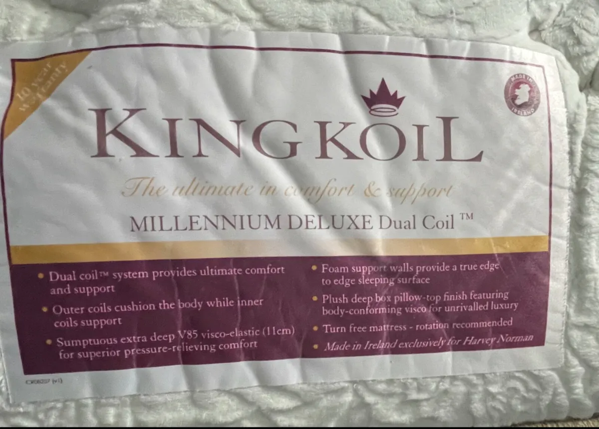 LEATHER QUEENSIZE BEDFRAME & KINGKOIL MATTRESS - Image 2