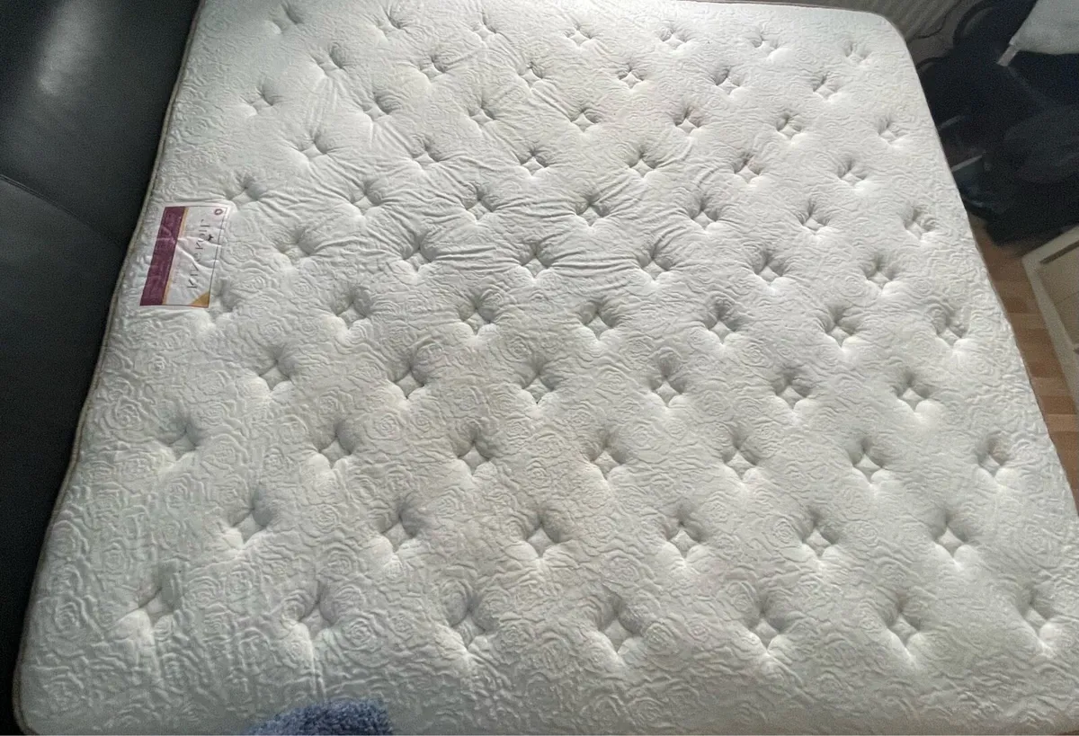 LEATHER QUEENSIZE BEDFRAME & KINGKOIL MATTRESS - Image 3