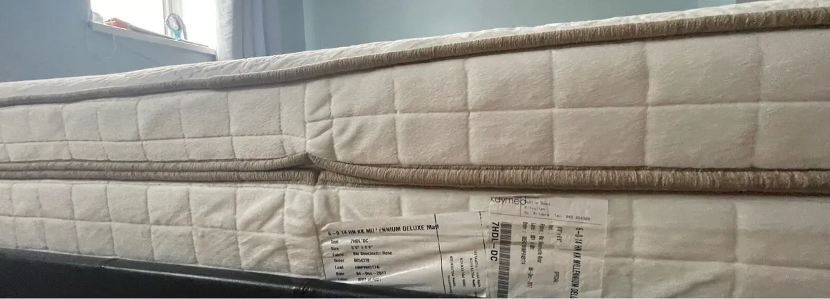 LEATHER QUEENSIZE BEDFRAME & KINGKOIL MATTRESS - Image 4