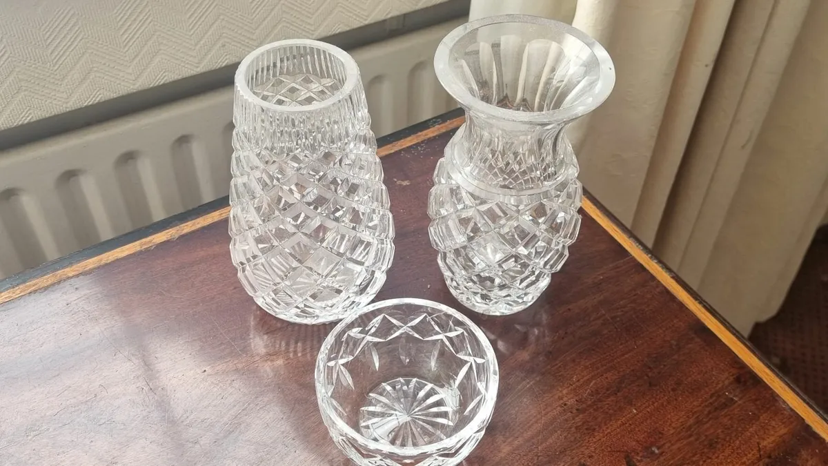2 Waterford Glass Vases and bowl