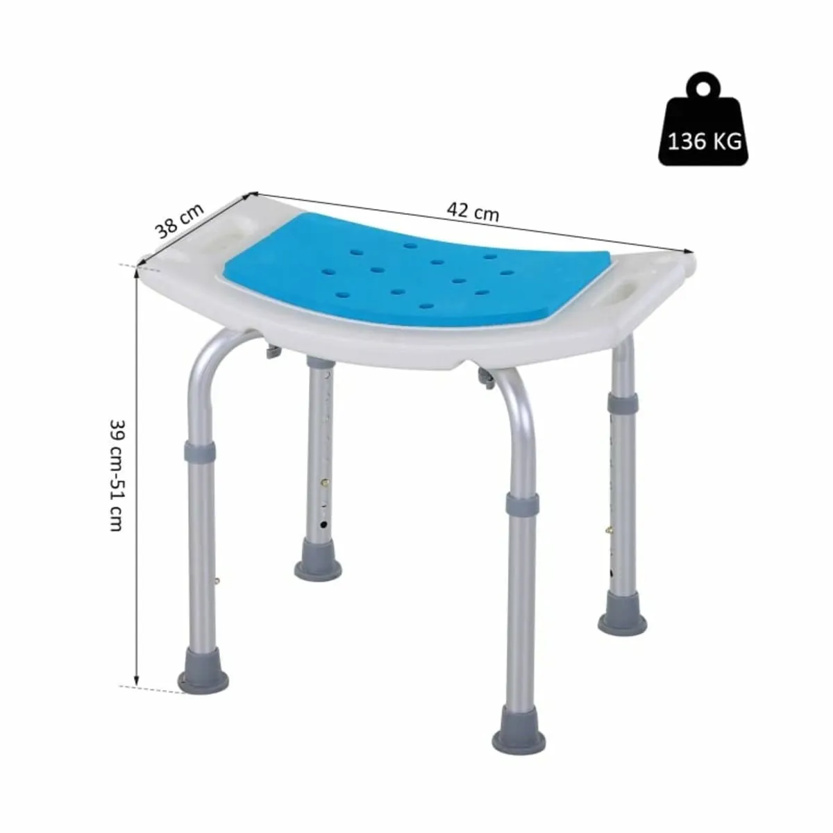 6-Level Height Adjustable Aluminium Bath Room Stoo - Image 2